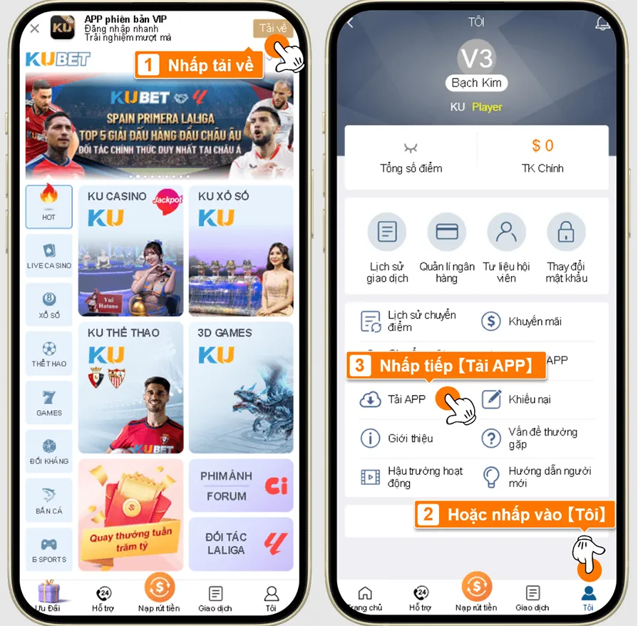Đăng nhập bằng link chính thức và bắt đầu tải app
