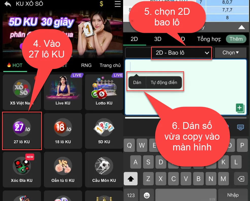 Bước 2 lấy số 27 lô KU