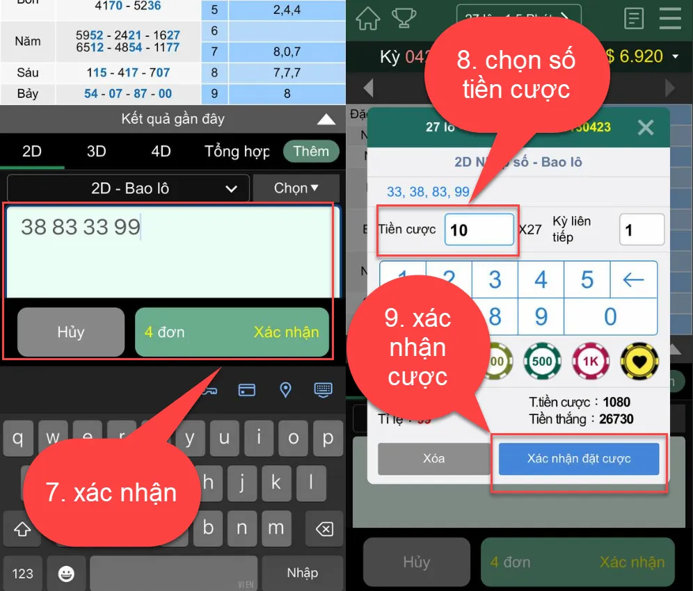 Hoàn tất đặt cược
