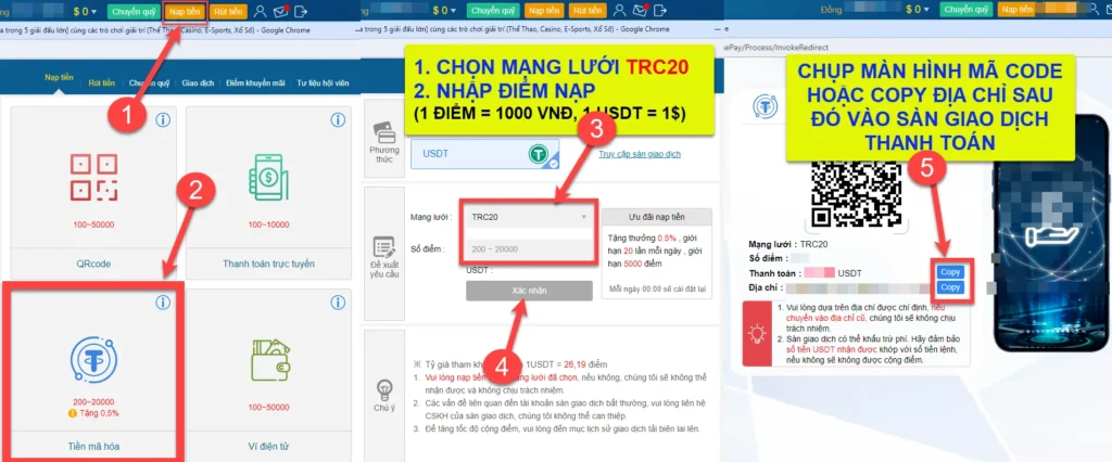 Lấy mã TRC20 trên máy tính